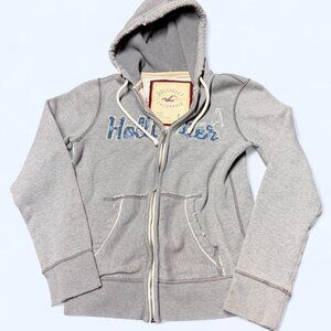 classic hollister zip up with distressed finish